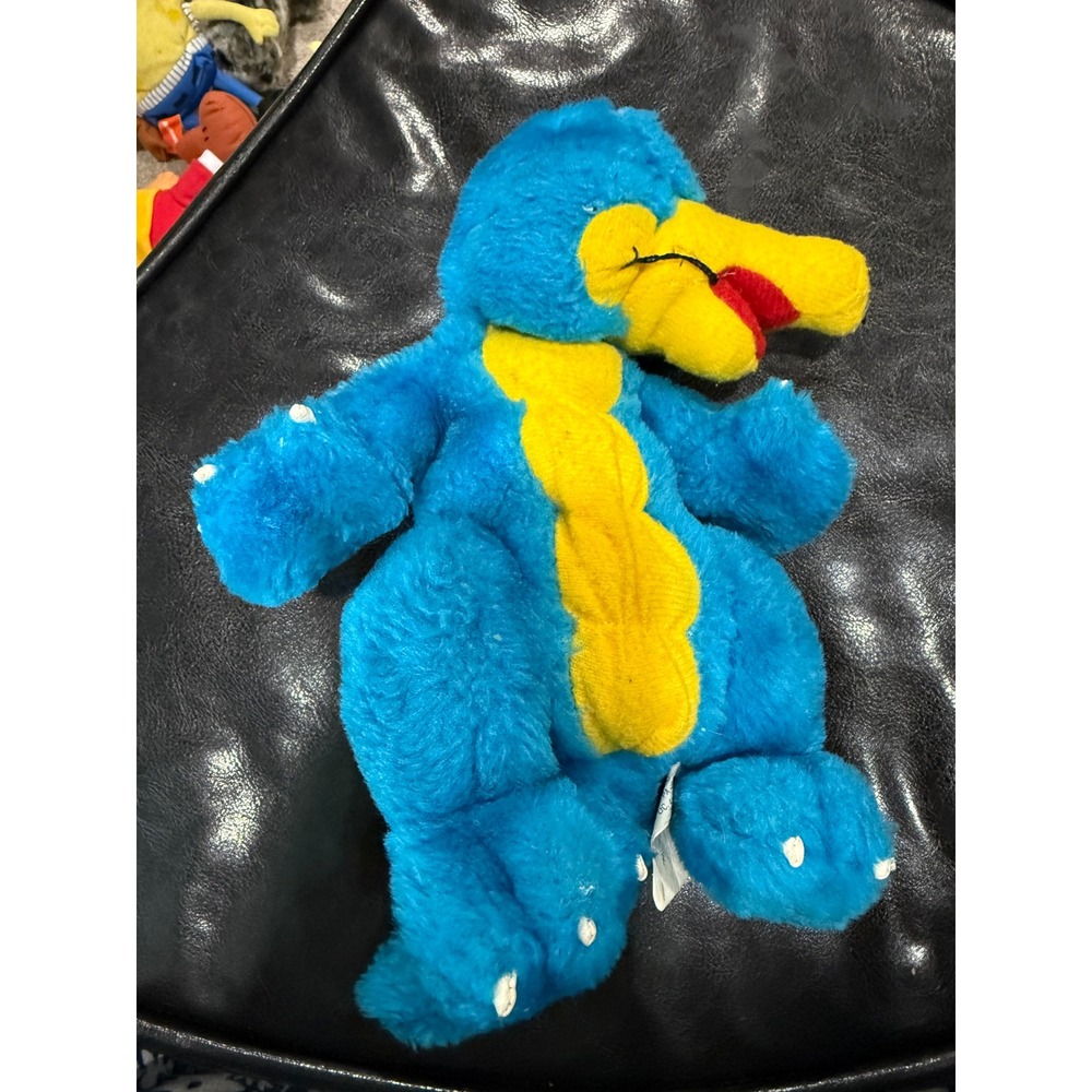 Vintage Blue Plush Bird Toy Yellow Beak Red Mouth Stuffed Animal Vanco